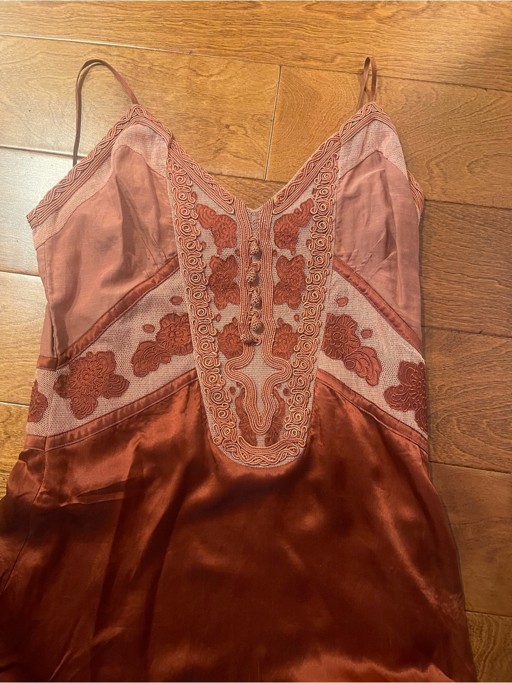 Mint Embroidered Silk Slip Dress